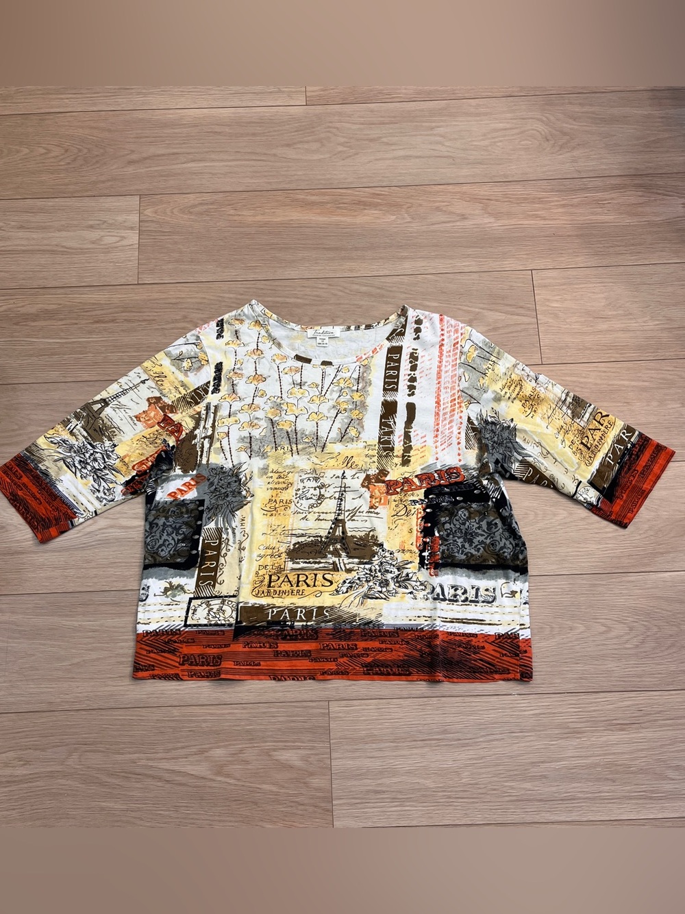 Tradition Country Collection Y2K Paris Print Beaded Top 1X
